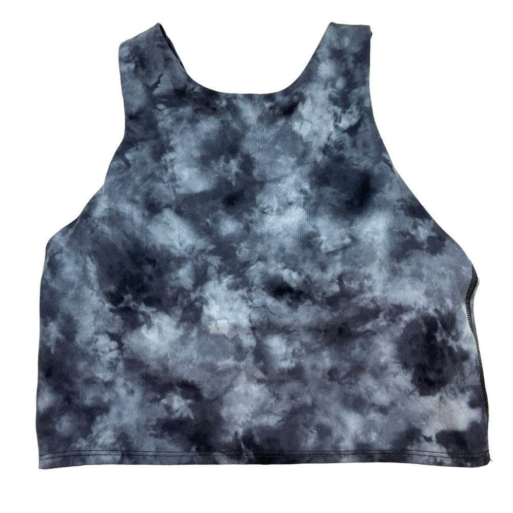 Ladies Athleta Black Grey Tie Dyed Longline Sports Bra with Shelf Bra Size XS